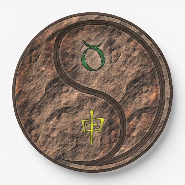 Taurus & Earth Monkey Pappteller (Vorderseite)