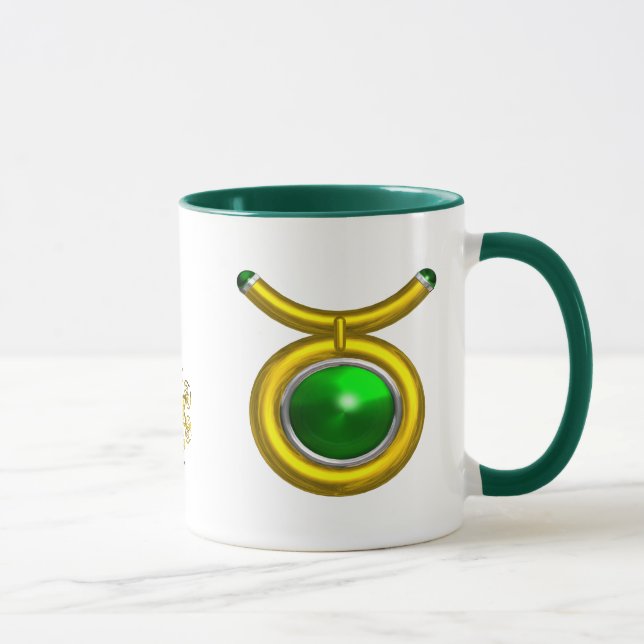 TAURUS / GOLD, GREEN EMERALD ZODIAC SIGN JEWEL TASSE (Rechts)