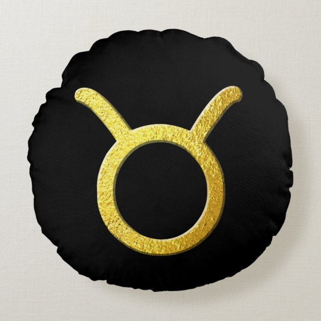 Taurus Gold Rundes Kissen (Vorderseite)