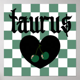 Taurus Gothic ästhetic Checkered Cherry Art Poster