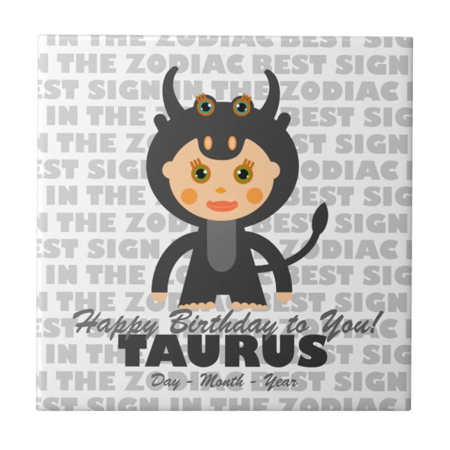 Taurus Happy Birthday Fliese (Vorderseite)
