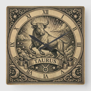 Taurus Horloge murale Zodiaque Vintage
