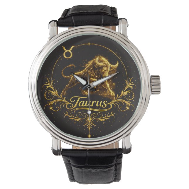 Taurus-Horoskop Armbanduhr (Vorderseite)