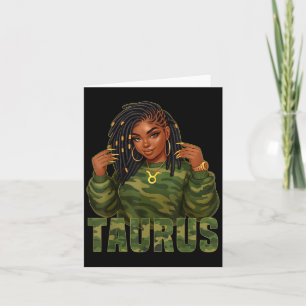 Taurus Königin Locd Schwarze Frau Camo Sternzeiche Karte
