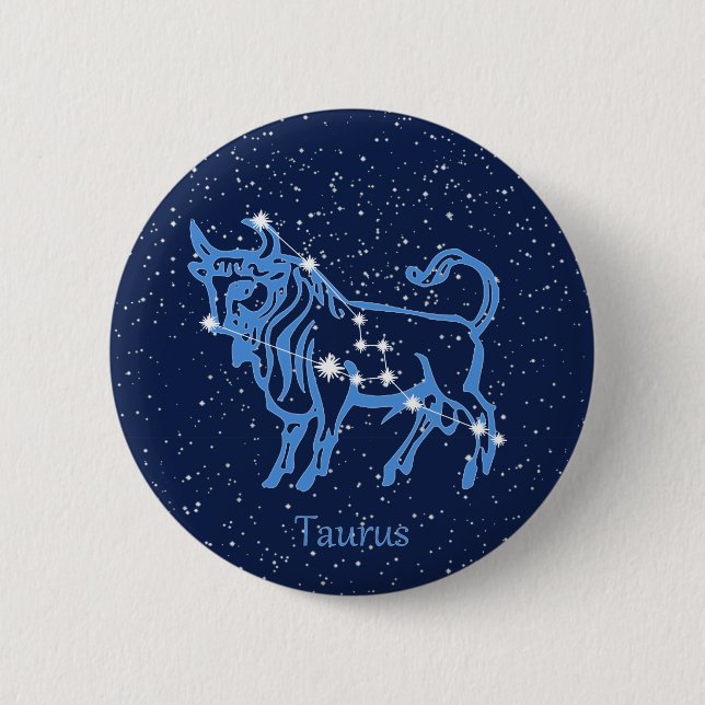 Taurus Konstellation und Zodiac-Zeichen mit Sterne Button (Vorderseite)