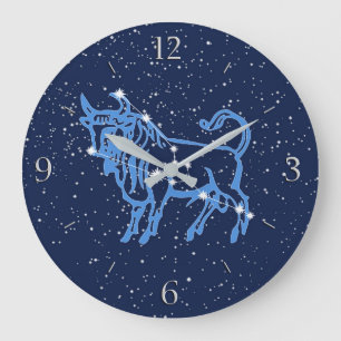 Taurus Konstellation und Zodiac-Zeichen mit Sterne Große Wanduhr