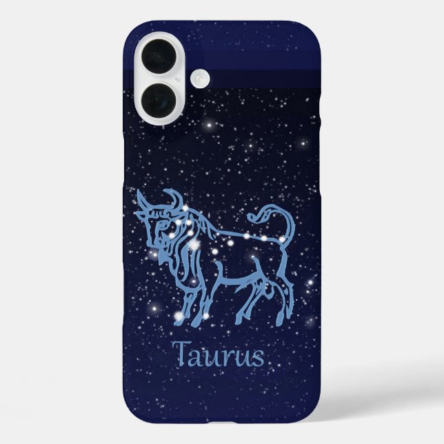 Taurus Konstellation und Zodiac-Zeichen mit Sterne iPhone 16 Plus Hülle (Rückseite)