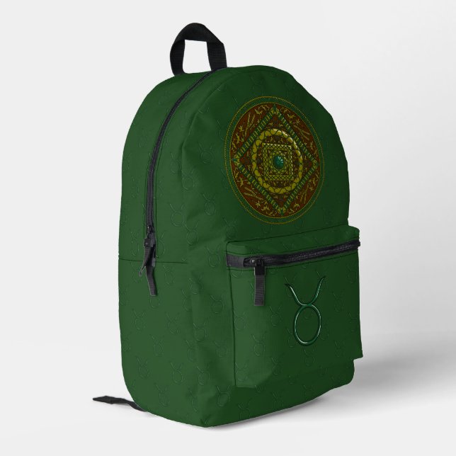 Taurus Mandala Bedruckter Rucksack (Rückseitige Ecke links)