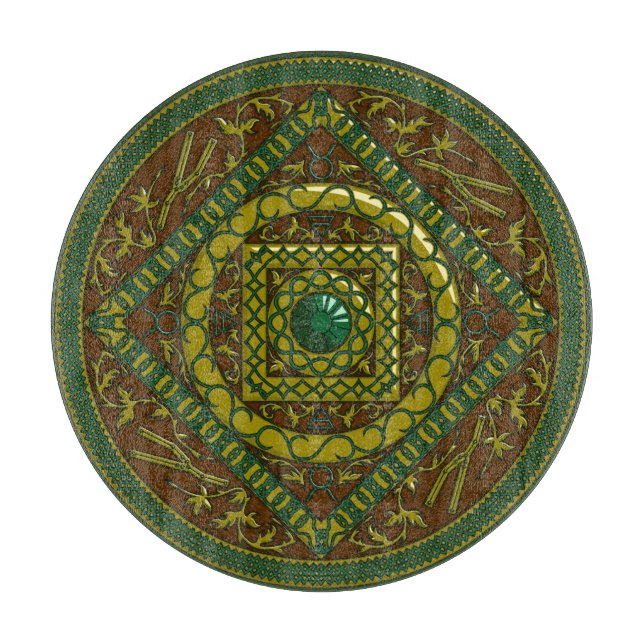 Taurus Mandala Glass Cutting Board Schneidebrett (Vorderseite)
