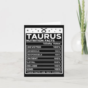 Taurus Nutrition Style Zodiac Design, Taurus Karte