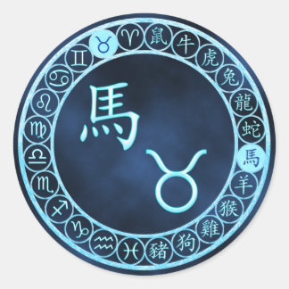 Taurus/Pferd Runder Aufkleber