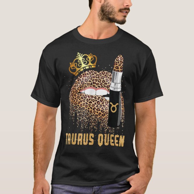 Taurus Queen Leopard Lips T-Shirt Taurus (Vorderseite)