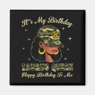 Taurus Queen Locd Black Woman Camouflage Cap Zodia Magnet