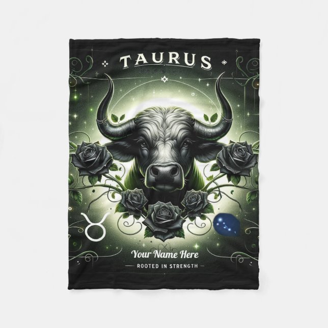 Taurus "Rooted in Strength" Fleece Blanket (Vorderseite)