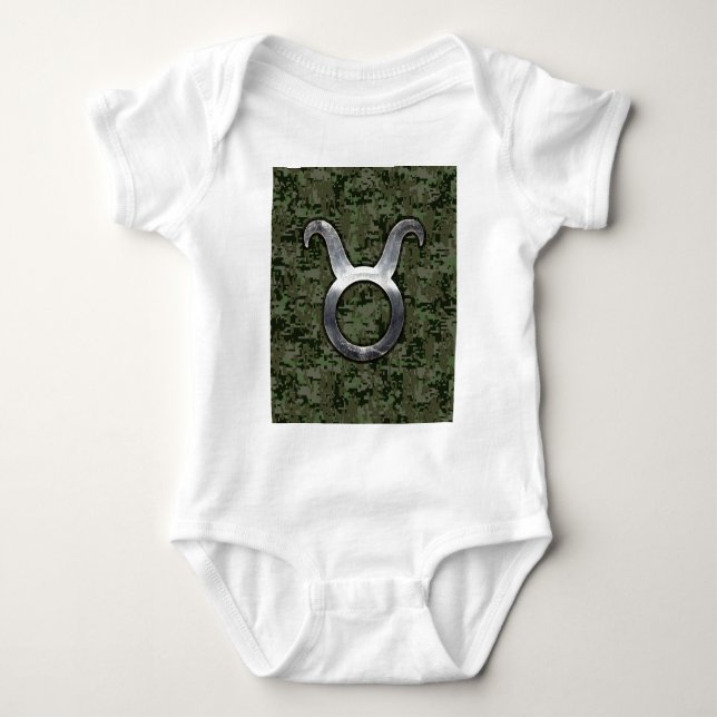 Taurus Signage auf Woodland Green Digital Camoufla Baby Strampler (Vorderseite)