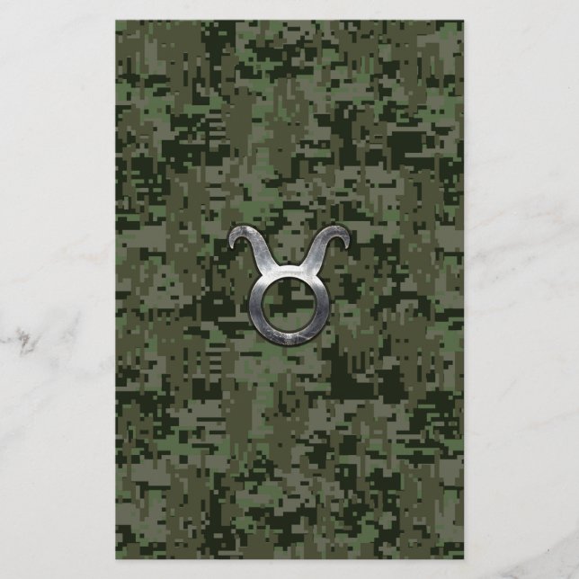 Taurus Signage auf Woodland Green Digital Camoufla Briefpapier (Vorderseite)