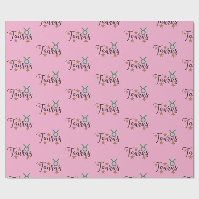 Taurus Star Abzeichen Papier rosa Hintergrund Geschenkpapier (Flach)