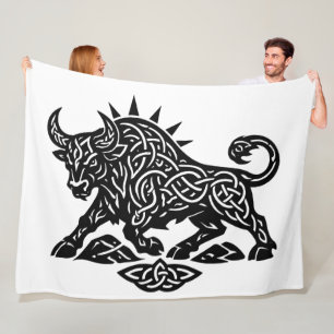 Taurus Stier Sigil — Erdgebundene Zodiak-Tintearbe Fleecedecke