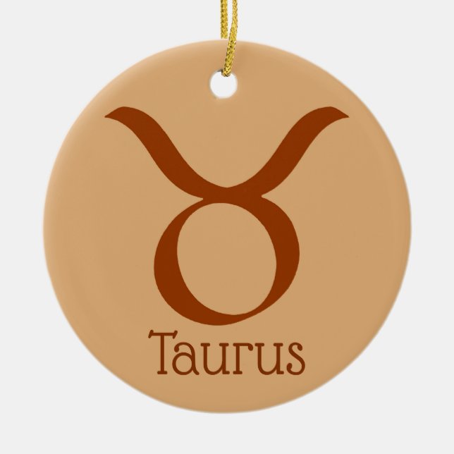 Taurus Sun Sign Zodiac Symbol Keramik Ornament (Vorne)