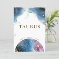 Taurus Table Sign Celestial Watercolor Theme Card