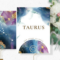 Taurus Table Sign Celestial Watercolor Theme Card