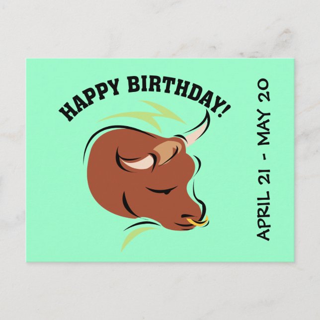 Taurus the Bull Artistic Zodiac Sign Illustration Postkarte (Vorderseite)