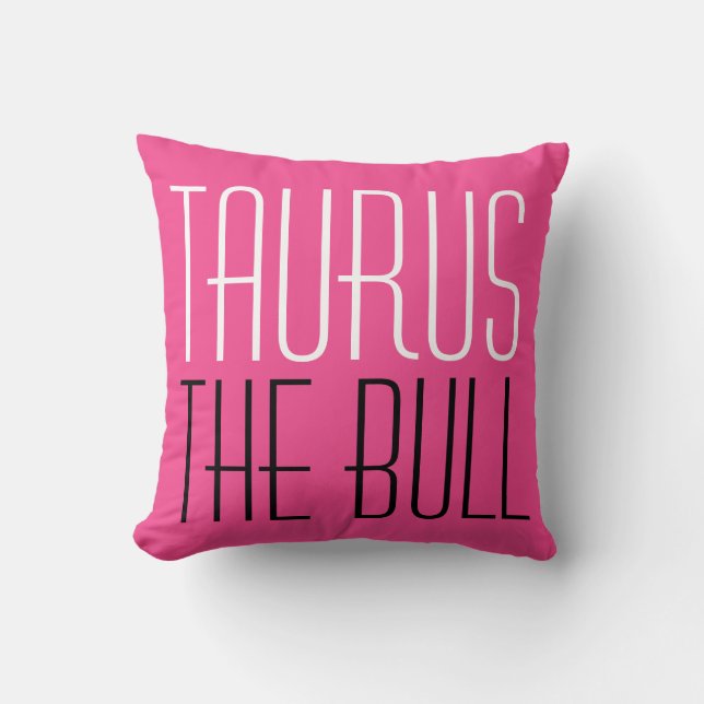 Taurus The Bull typography Initials Zodiac Pink Kissen (Vorderseite)
