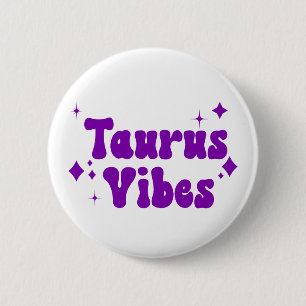 Taurus Vibes Zodiac Astrologie Lila Stars Button