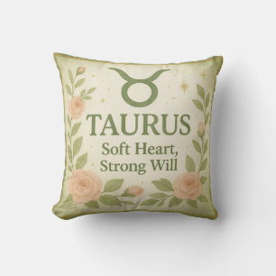 Taurus-Wurfkissen – Aquarellrosen & Zodiak Ar Kissen