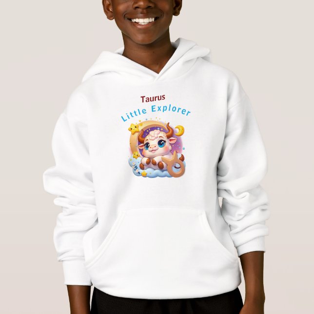 Taurus Young Explorer Zodiac Kids Hoodie Pullover (Vorderseite)