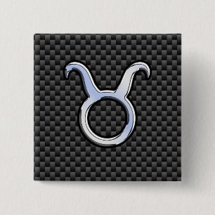 Taurus-Zeichen auf Holzkohlefaser-Print Button
