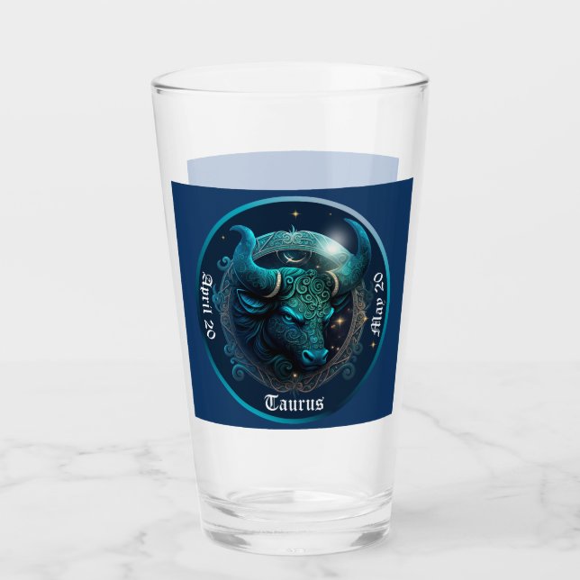 Taurus Zodiac Anpassbarer Bier Glas (Vorderseite)