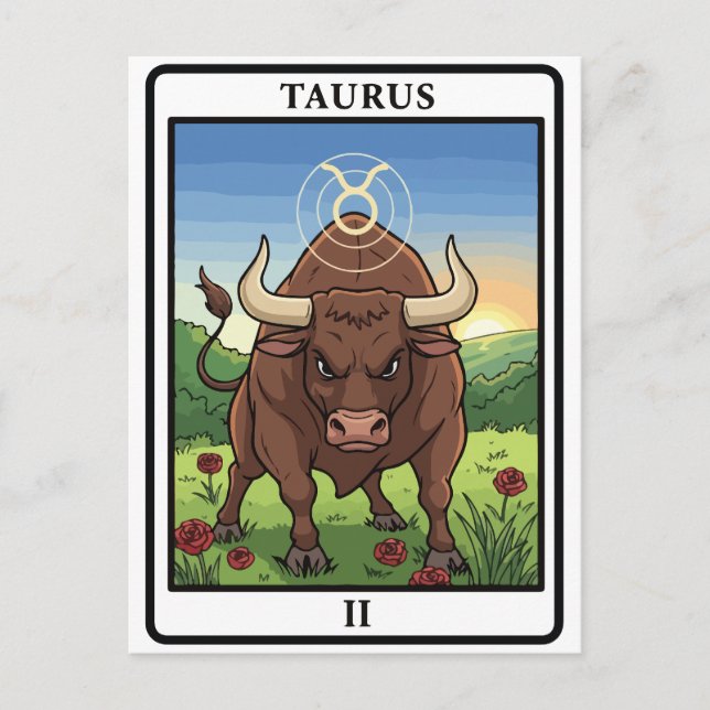 Taurus Zodiac Astrologie Illustration Postkarte (Vorderseite)