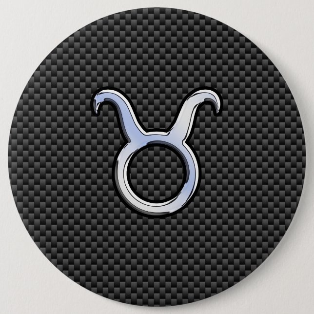 Taurus Zodiac auf Holzkohlefaser Print Button (Vorderseite)