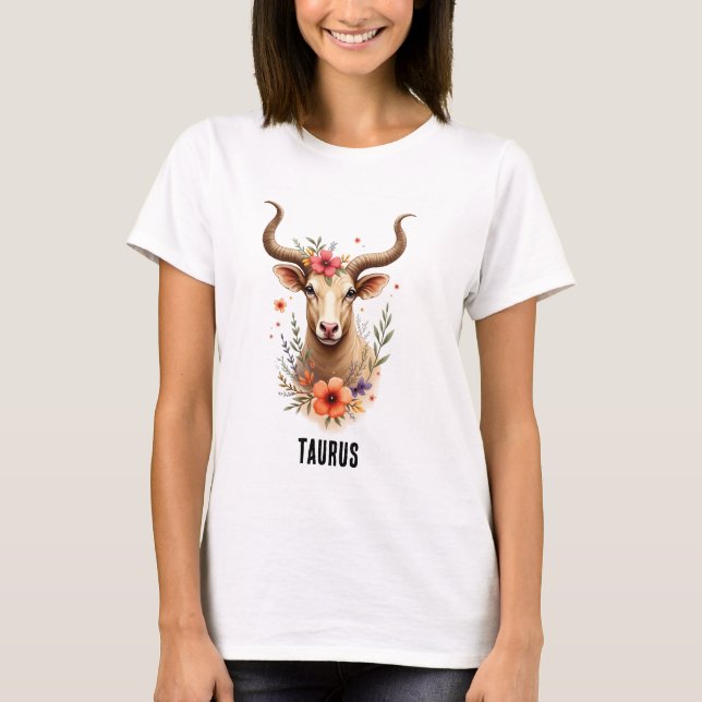 Taurus zodiac boho watercolor T-Shirt (Vorderseite)