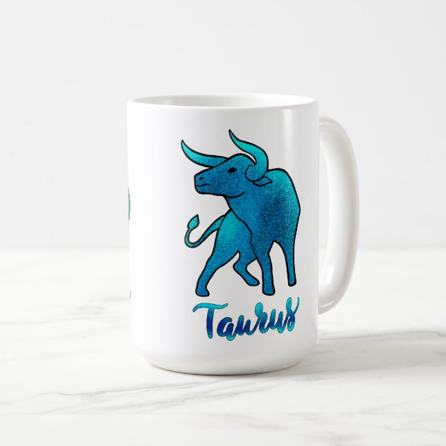 Taurus zodiac Bull blue glitter April 20-May 20 Kaffeetasse (VorderseiteRechts)