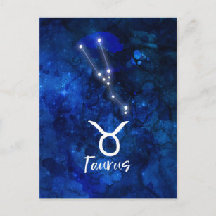 Taurus Zodiac Constellation Blue Galaxy Celestial Postkarte