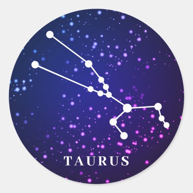 Taurus Zodiac Constellation Design Runder Aufkleber (Vorderseite)