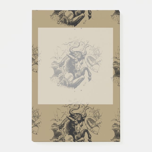 Taurus Zodiac Constellation Map Hevelius 1690 Post-it Klebezettel (Vorderseite)