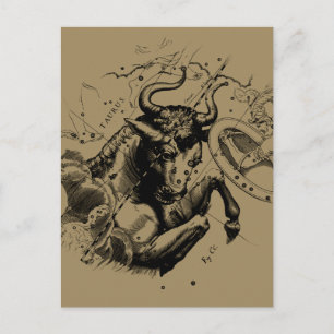 Taurus Zodiac Constellation Map Hevelius 1690 Postkarte