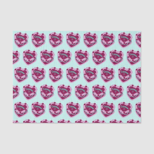 Taurus Zodiac Coquette Herz Birthday Cake Seidenpapier (Vorderseite)