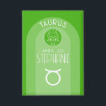 Taurus Zodiac Custom Geburtstag Foto Astrologie Button<br><div class="desc">Personalisieren Sie diese Schaltfläche mit einem Geburtstag und Namen. Ein maßgeschneidertes Design mit dem Tierkreiszeichen - Taurus - plus Persönlichkeitsmerkmalen, Informationen und Konstellation. Eine frische grüne Farbe - mit Taurus assoziiert ist das Hauptdesign hinter allen Zodiac-Details. Ein tolles Geschenk für einen Freund oder einfach nur "Sie" feiern! Taurus ist das...</div>