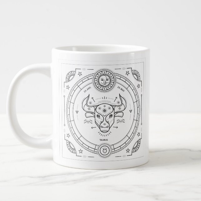 Taurus Zodiac Custom Geburtstag Jumbo-Tasse (Links)