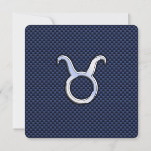 Taurus Zodiac Decor Navy Blue Carbon Fibre Print