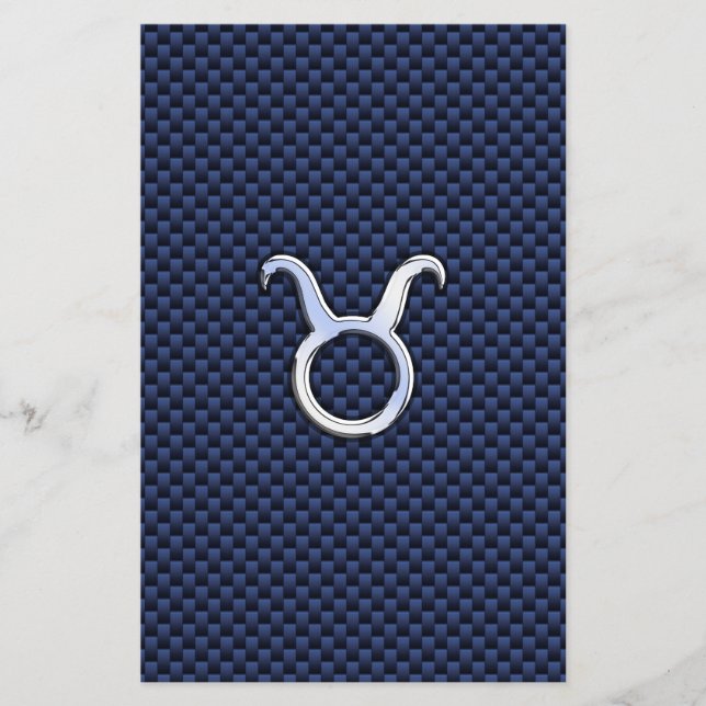 Taurus Zodiac Decor Navy Blue Carbon Fibre Print Flyer (Vorne)