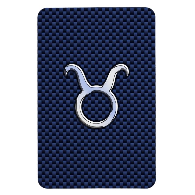 Taurus Zodiac Decor Navy Blue Carbon Fibre Print Magnet (Vertikal)