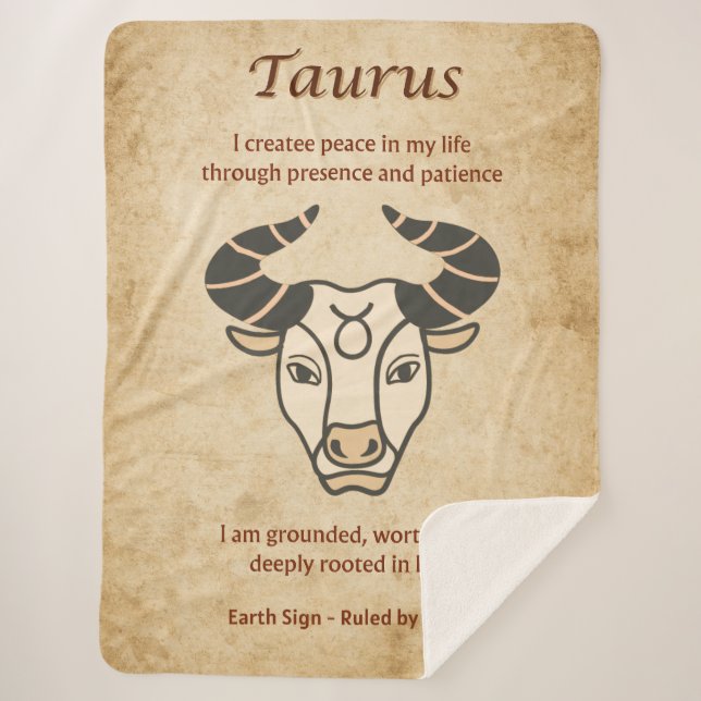 Taurus Zodiac Design with Earthy Affirmations  Sherpadecke (Vorderseite)