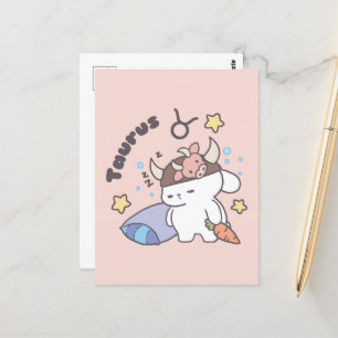 Taurus Zodiac Dreamer - Niedlicher Sleepy Bunny Postkarte