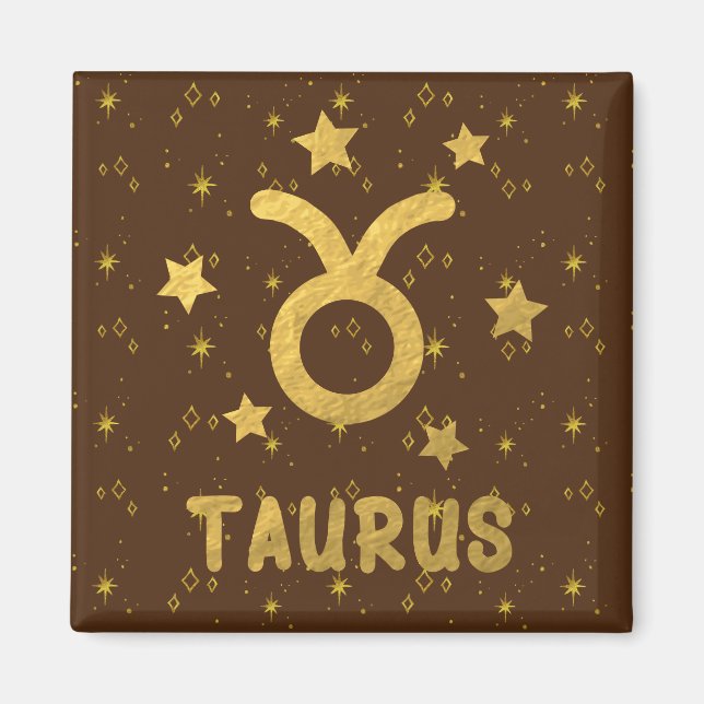 Taurus Zodiac Earthy Brown Magnet (Vorne)