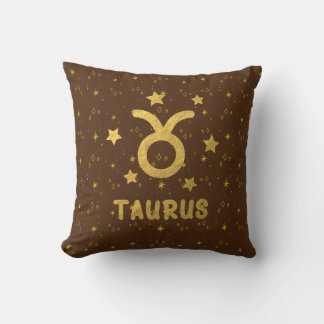 Taurus Zodiac Earthy Brown Throw Pillow Kissen